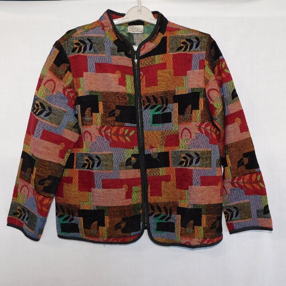 VTG Tradition Country Collection Tapestry Jacket Textured Patchwork Womens 18